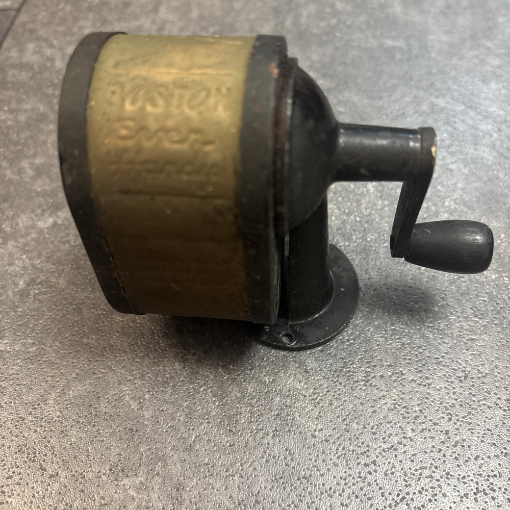 Vintage Boston Hunt Pen Co. Ever Handy Pencil Sharpener Cast Metal Crank USA